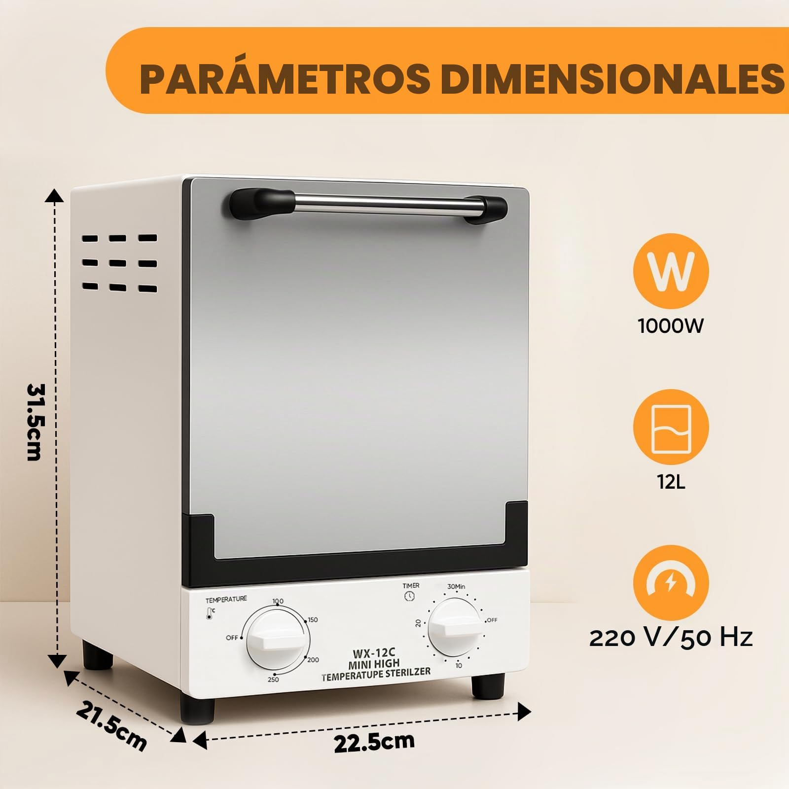 Esterilizador de alta temperatura,12L Esterilizador manicura, Autoclave esterilizador infrarrojo,control de temperatura tiempo ajustable,adecuado para salones de belleza,peluquerías,clínicas dentales