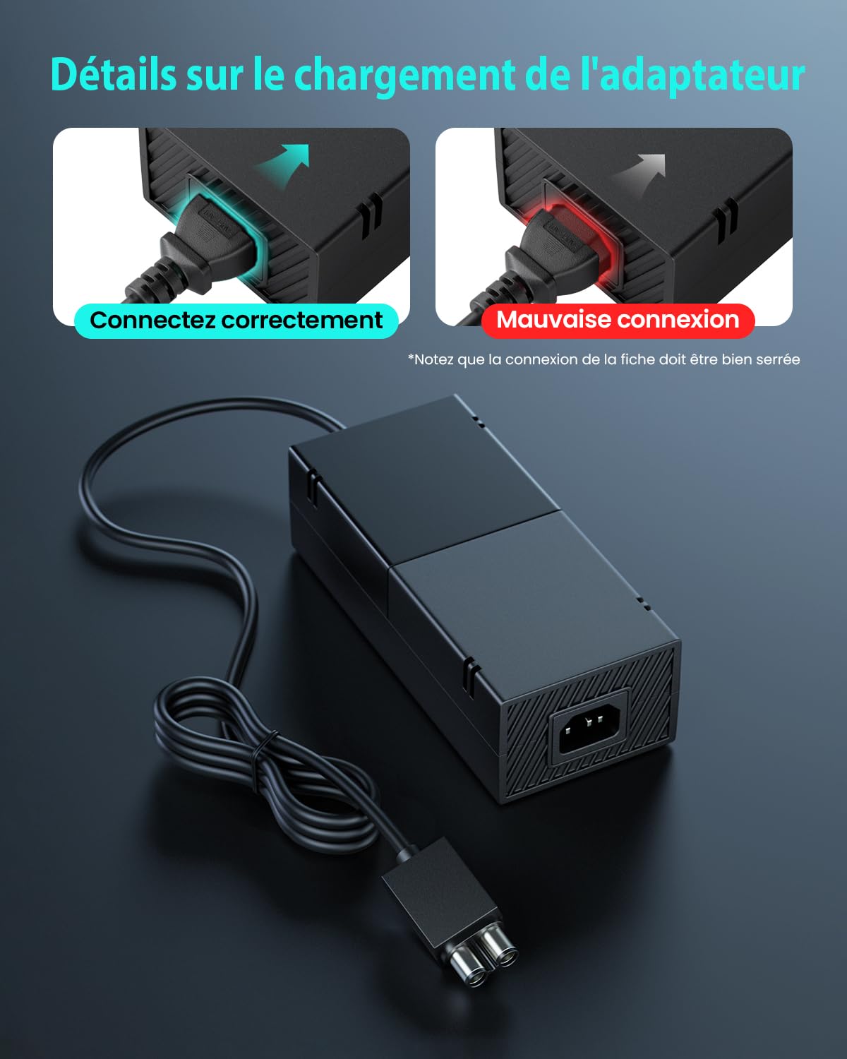 Chargeur Xbox One, Source d'Alimentation AC 100-240V Avec Connecteur Pour Xbox - Câble de Remplacement