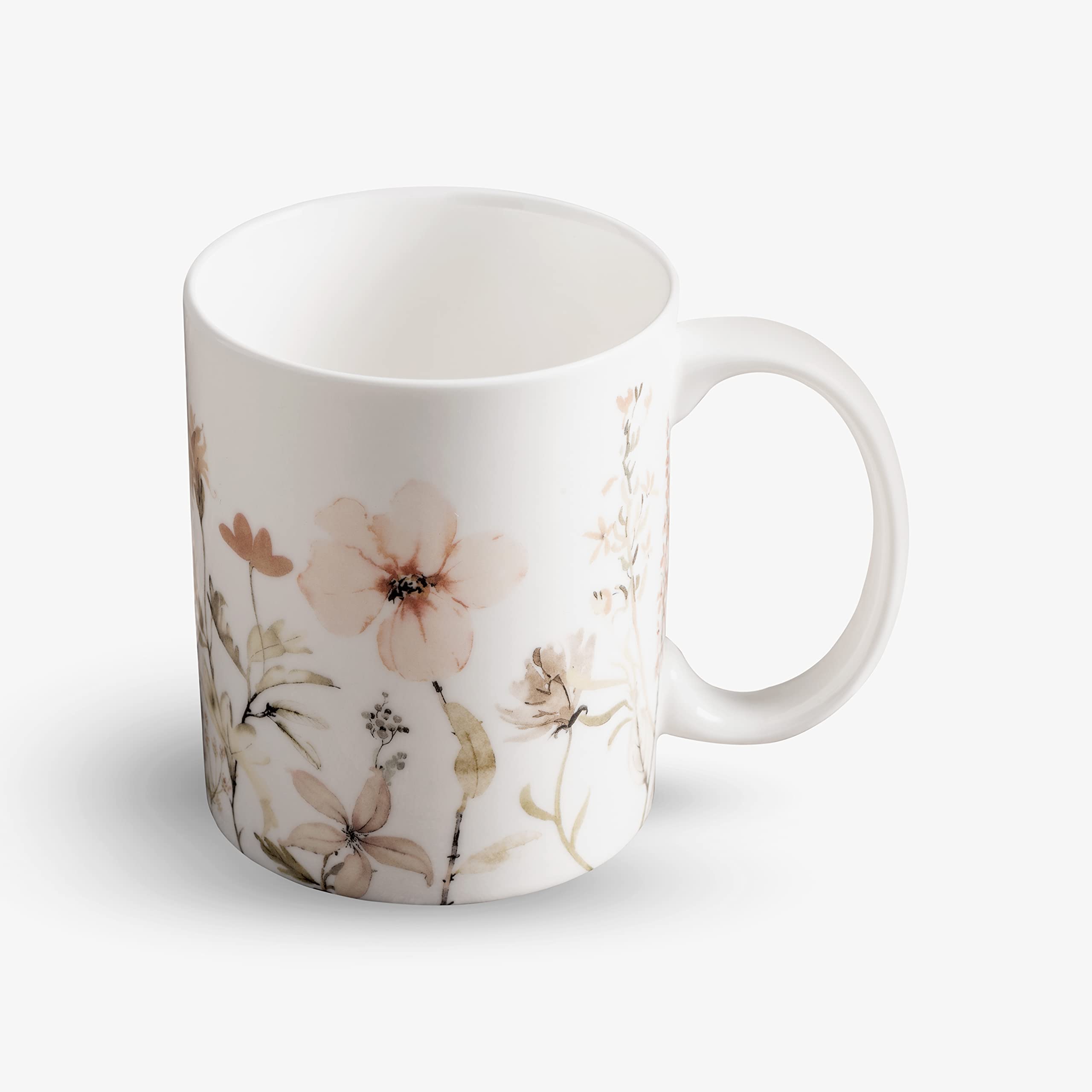 Maison d' Hermine Coffee Mug with Handles 12 Ounce Pack of One Fine Bone China Mug for Hot Beverages - Coffee Latte Cocoa Perfect Gifts for Mothers Day Mom, Grandmother(Ice Florals - Romantic Morning)