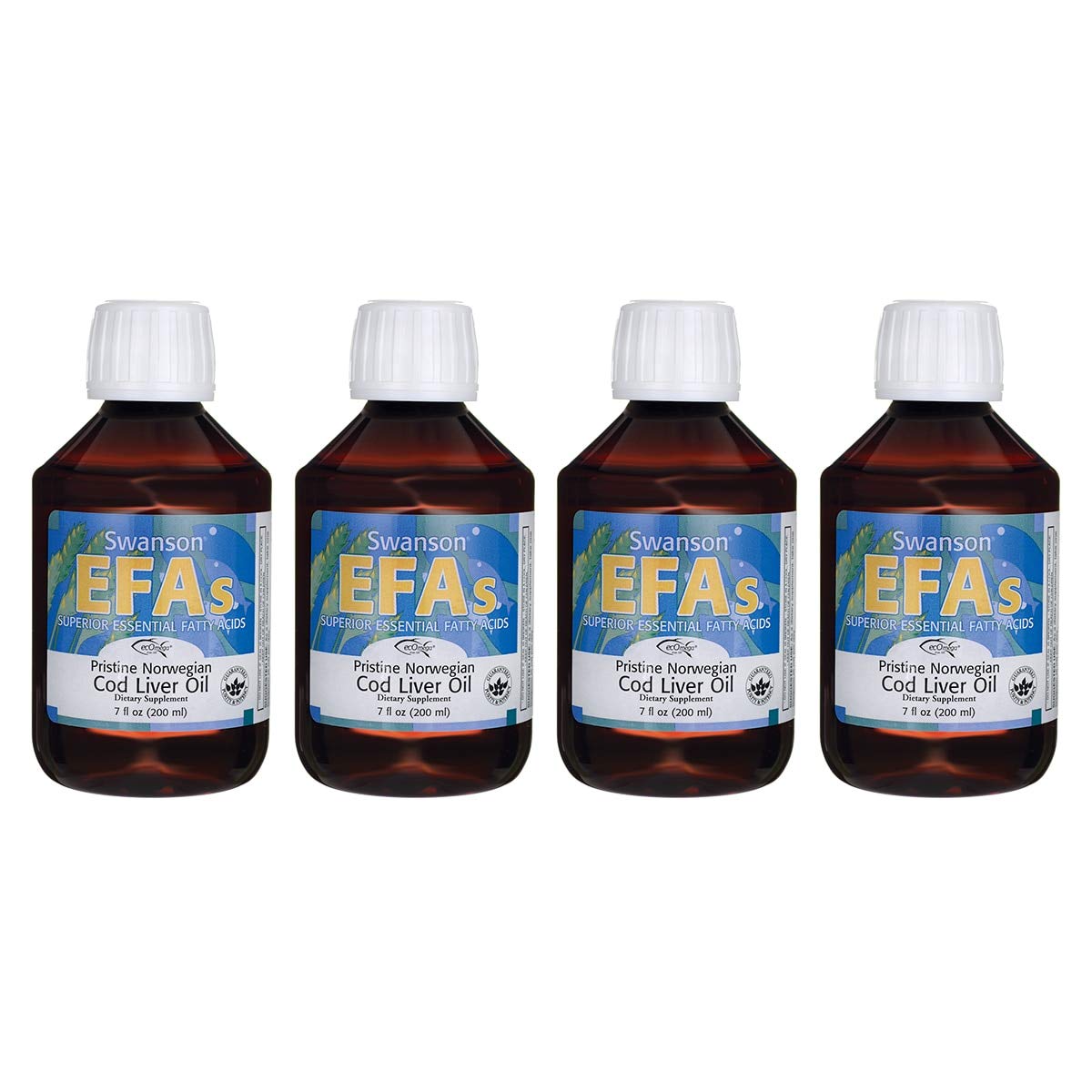 Swanson Pristine Norwegian Cod Liver Oil 7 fl Ounce (200 ml) Liquid (4 Pack)