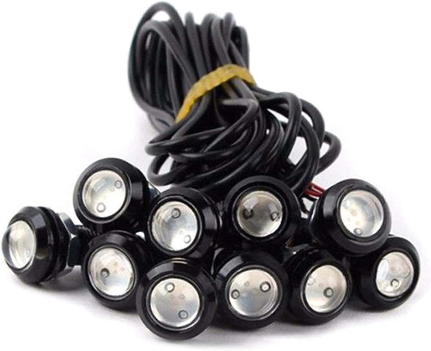 18mm Eagle Eye LED Bulb,DRL Light Ultra Thin Waterproof Black Aluminum Shell Car Motorcycle Turn Signal Light Fog Tail Backup Reverse Light,10-Pack