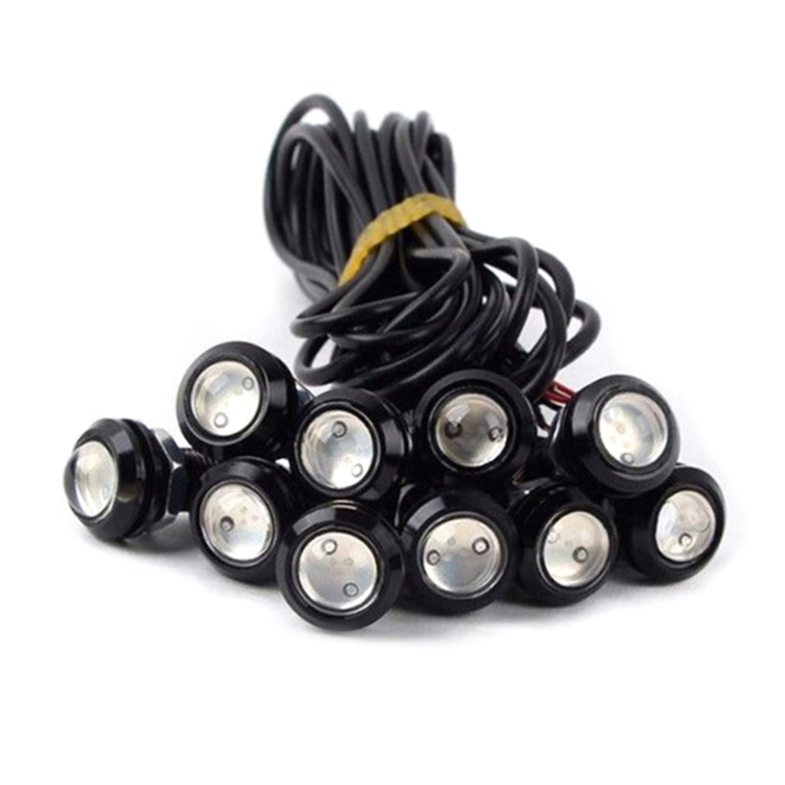 18mm Eagle Eye LED Bulb,DRL Light Ultra Thin Waterproof Black Aluminum Shell Car Motorcycle Turn Signal Light Fog Tail Backup Reverse Light,10-Pack