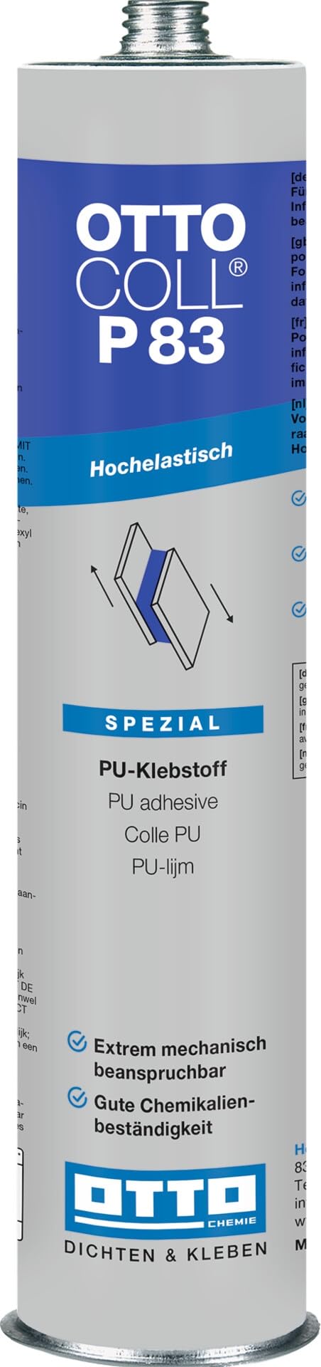 20 x OTTO COLL P 83 PU-Klebstoff 310 ml Schwarz – hochelastischer 1K Polyurethan-Kleber für Karosserie-, Waggon-, Containerbau, Metall, Holz, Kunststoff, Apparatebau, Schiffsbau