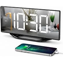 PPLEE Large Digital Alarm Clock for Bedroom, 8.7" LED Mirror Display with Big Numbers, Dual Alarms, USB Charging Port, Auto Dimmer, Adjustable Volume, Snooze Clock for Heavy Sleepers and Seniors