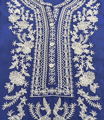 Higustar Mexican Shirts for Women Embroidered Tops Traditional Style Tunics Floral 3/4 Sleeve Plus Size Boho Peasant Blouse4