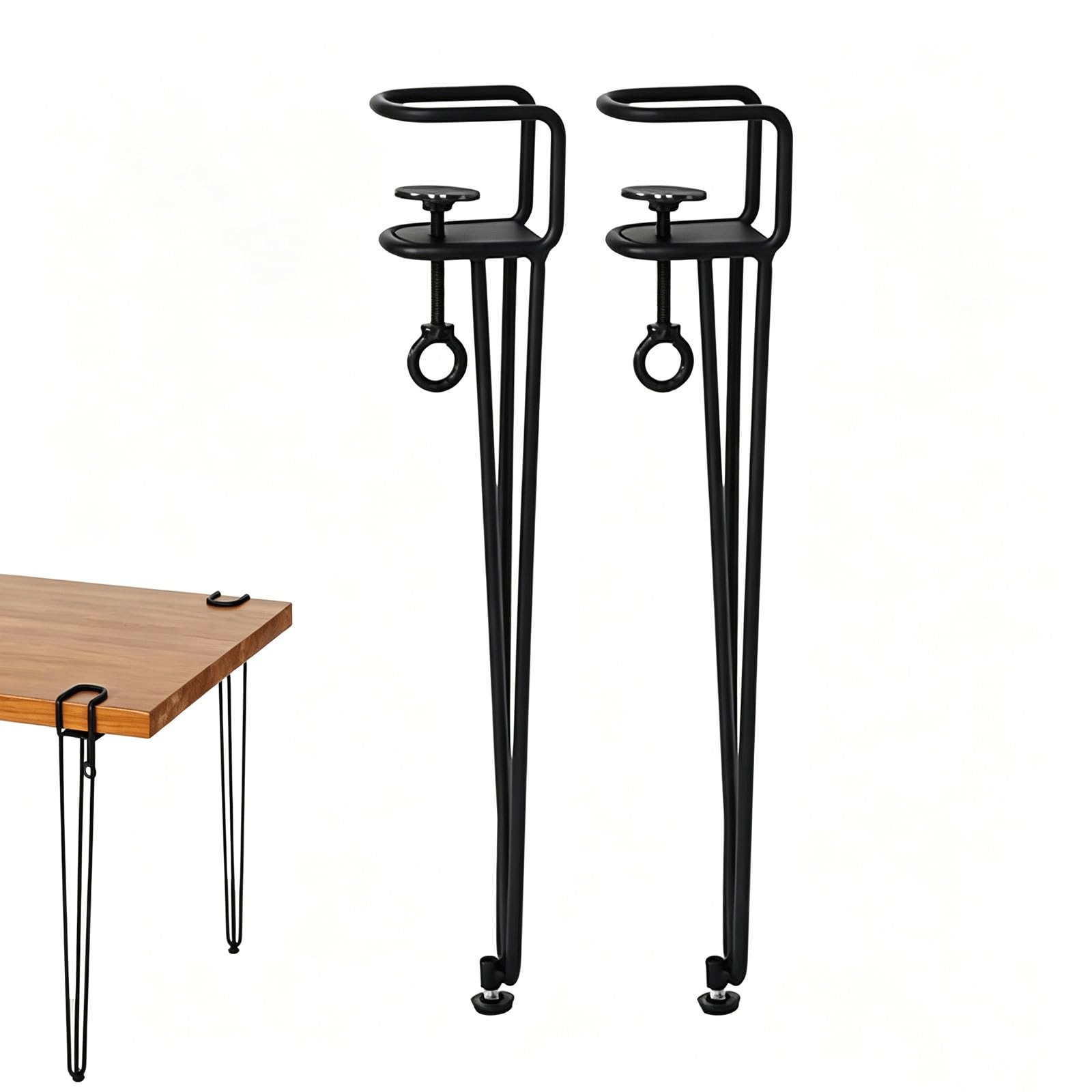 UYHBCNQD Iron Furniture Legs 2pcs Replacement Legs Set F-Shape Furniture Foot Black Table Leg Extenders Adjustable Coffee Support Legs(45cm(18in))