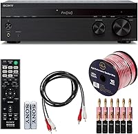 Vista 1 de Sony STR-DH190 Receptor estéreo para el hogar de 2 canales con entrada de fono y Bluetooth con control remoto + 2 cables RCA + 100 pies de cable