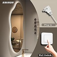 Vista 7 de SMIROR Espejo de Baño Retroiluminado Irregular con Luces 20 x 32, Espejo de Tocador con Luz LED Asimétrica en Forma de Nube para Pared
