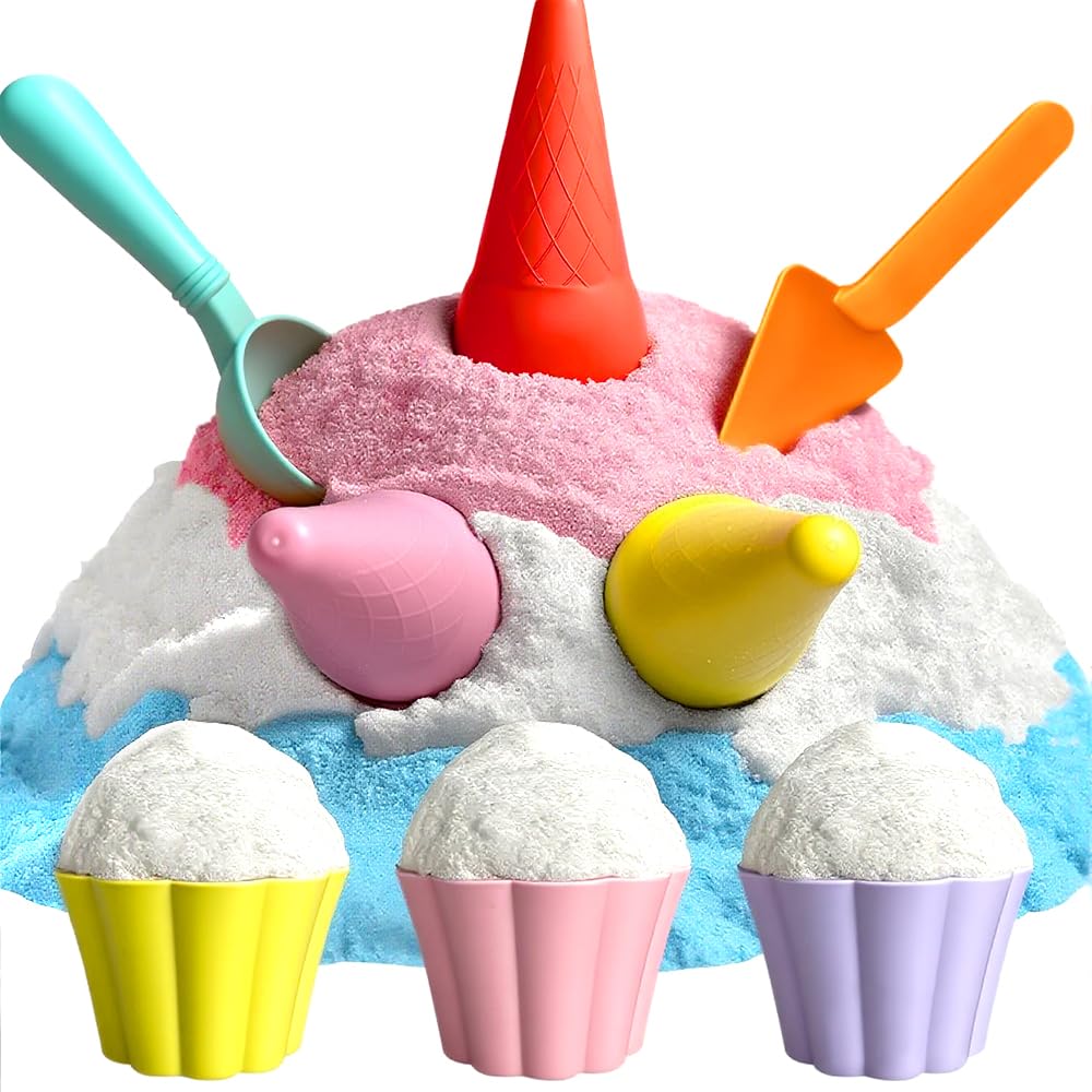 GushySnow® Latex Material Creativity Sensory Bin Filler Toy Ice Cream Cone Cake Cup Sensory bin for Preschool Girl boy Kid Children 6 Years
