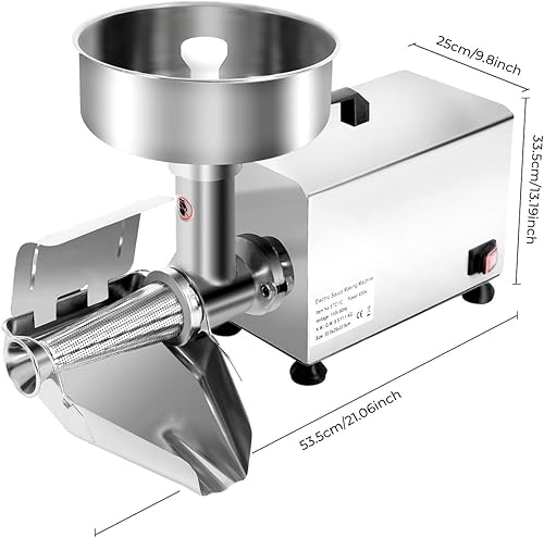 Miniatura 3 de Colador de tomate eléctrico comercial, molino de alimentos, fresadora de tomate de acero inoxidable, prensa y colador de tomate de 110.2 lbsh,