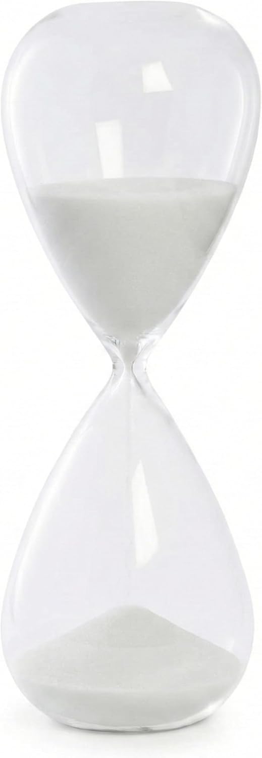 Bey-Berk 90-Minute Crystal Sand Timer with White Sand, 5" L x 5" W x 14" H