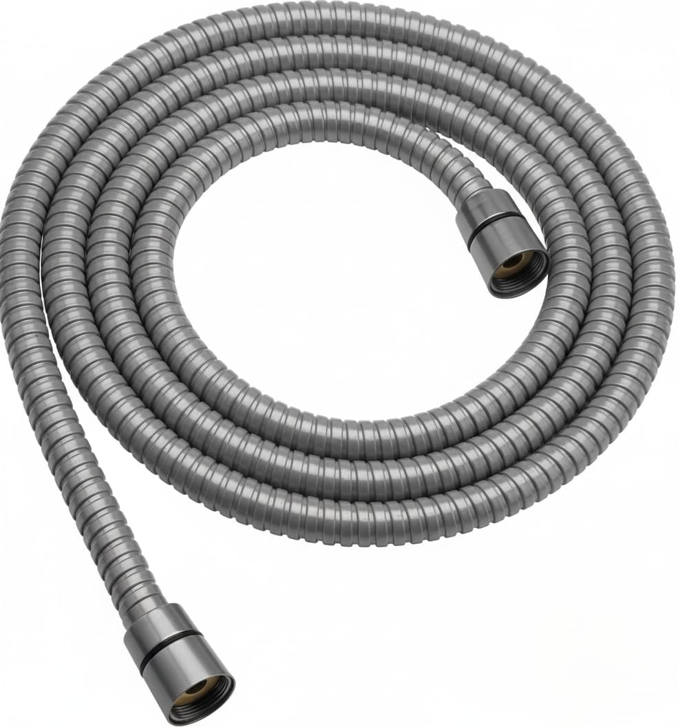 Shower Hose For Hand Held Shower Heads, 39 Inches (1 Mtr) Cord Extra Long Stainless Steel Hand Shower Hose, Ultra-Flexible Replacement Part with Brass Insert, Brushed Nickel (GREY)