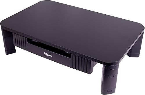 Miniatura 8 de iggual EM1 elevator monitor with 1 drawer front.-Elevator stand with removable and non-slip feet.- Two heights, 13 cm max. and 10 cm min.- Support