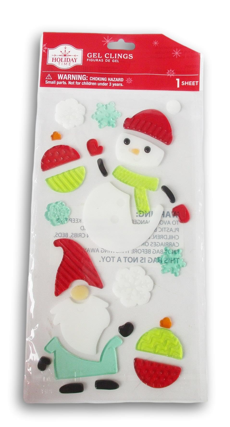 Christmas Crafts Winter Gel Window Clings - Gnome and Snowman - 28 Piece