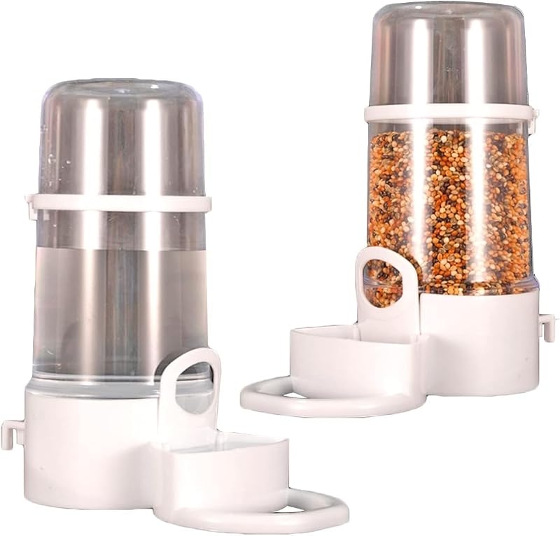 Comedouro Automático para Aves em Plástico com Suporte de Poleiro Yamibobo, 2 Unidades
