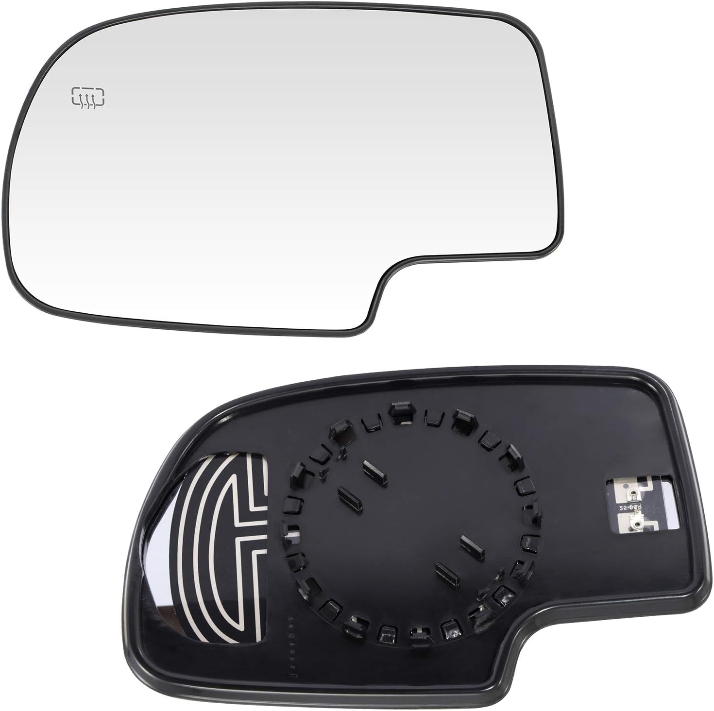 Car Mirror Glass Driver Side and Passenger Side Mirror Glass Heating Compatible for 2003-2006 for Cadillac Escalade ESV 2002-2006 for Chevrolet Avalanche 1500 2500 88986362 (Smooth)