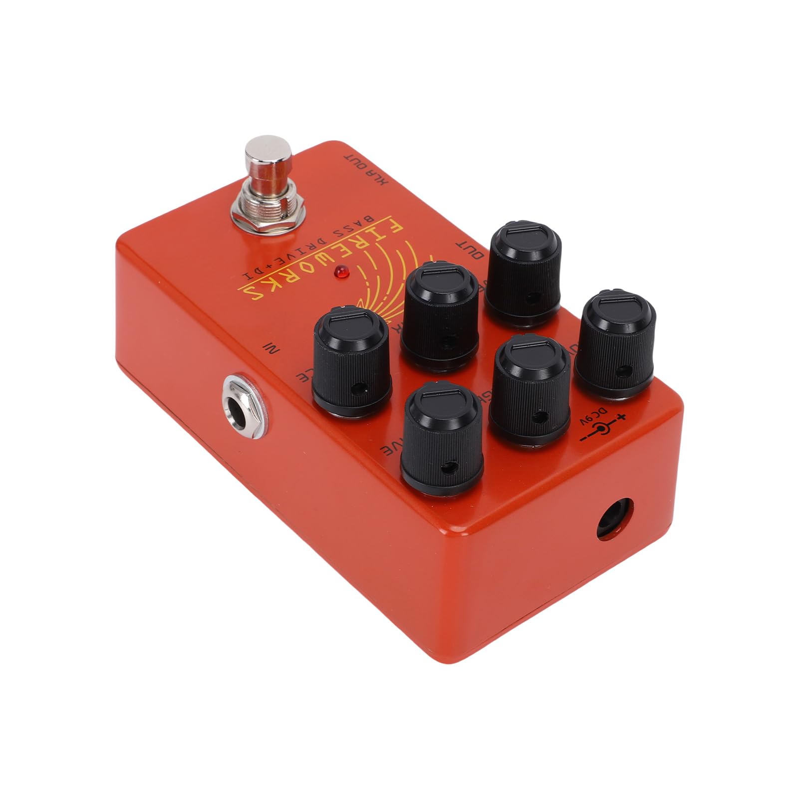 Jiawu Bass Drive DI Pedał Symulator Wzmacniacza Lampowego Sterowanie EQ Procesor Efektów Basowych do Prób Nagrywania na Scenie, Metal Czerwony 1 * Pedał Efektów