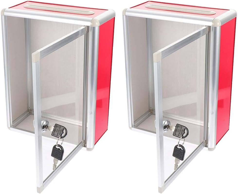 Uonlytech Wall Mounted Mailbox with Lock - Transparent Acrylic Letter Box for Office Home Use Secure Suggestion Donation Box 11.22X8.46X4.13 Inches