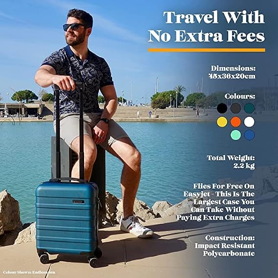 Cabin Max Anode 45x36x20 cm Maleta para equipaje de mano, ligera, carcasa  dura, 4 ruedas, Black, Easyjet Maletas de Viaje Cabina 45 x 36 x 20 cm :  Amazon.es: Equipaje