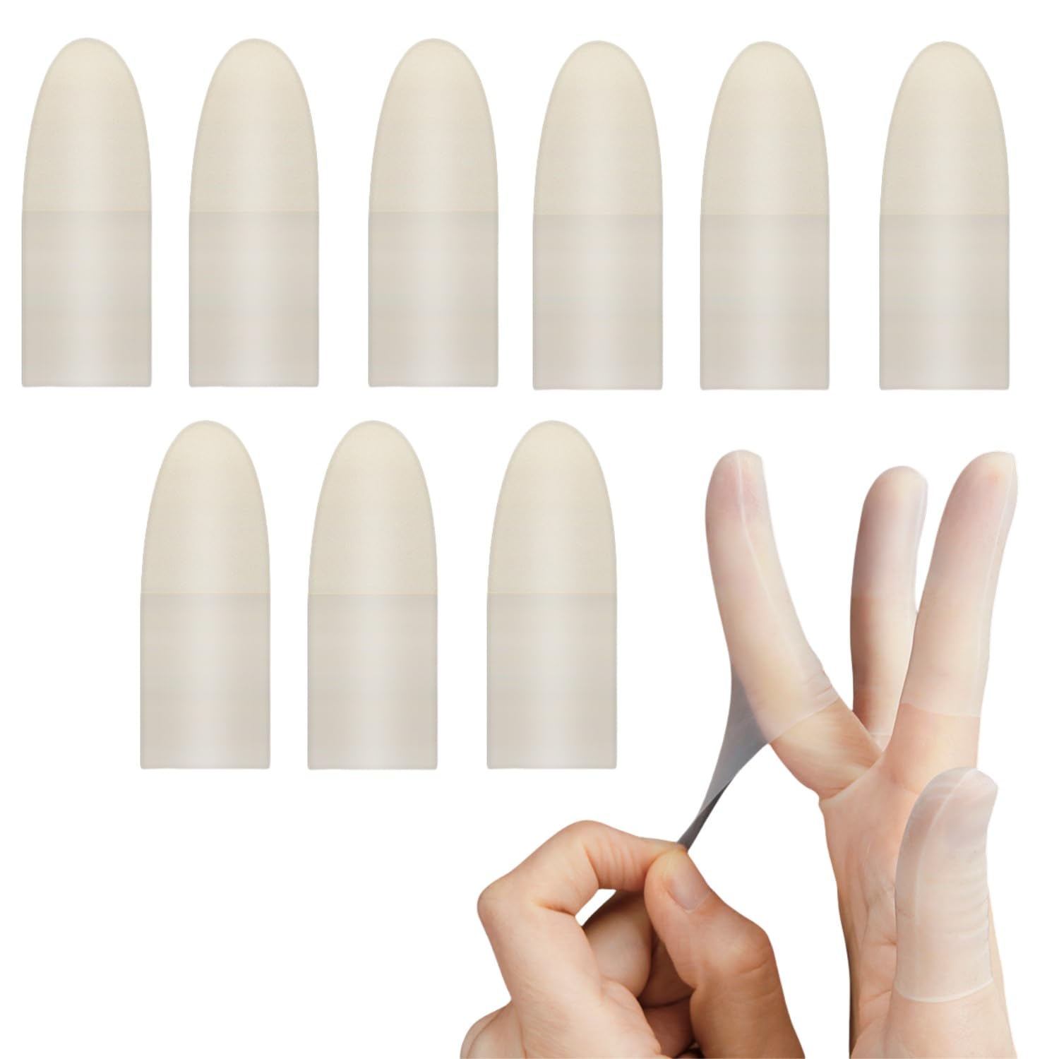 指先 保護 指ガード 100pcs 指サック 使い捨て 伸縮 フィットタイプ 手親指シリコンサック ゲル素材が伸縮性 手指保護キャップ (M)