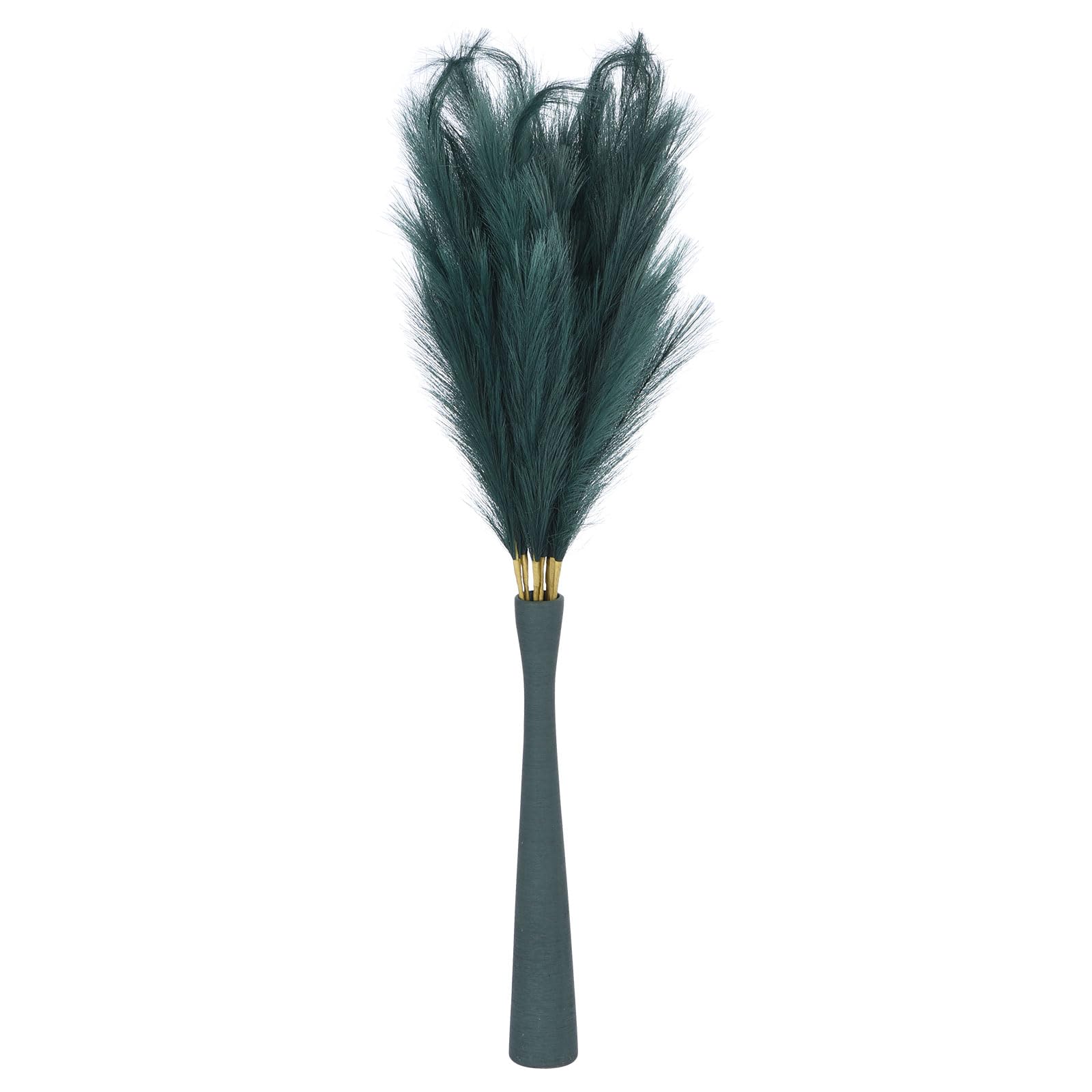 QUARKZMAN 8PCS Herbe Pampa Artificielle Décoration Haute, 45"/114cm Grandes Tiges d'herbe Artificielle Moelleuse Fleurs Séchées Fausses pour Décoration de Vase Maison Mariage, Vert