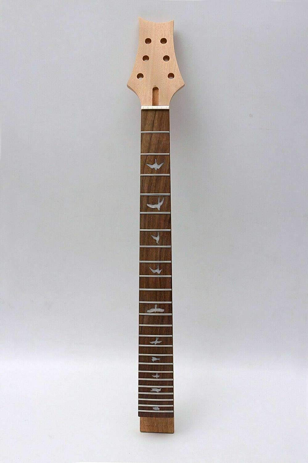 Yinfente 1 set di kit per chitarra elettrica naturale, manico e corpo in mogano, 22 tasti, scala da 61 cm, intarsio per uccelli, pickup S-S, ponte fisso