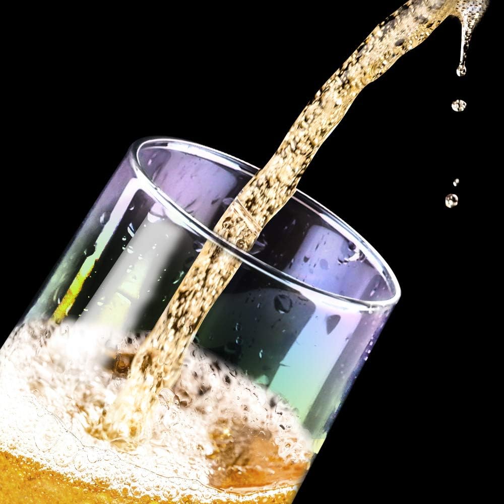 Gutsdoor Radiance White Pearl Luster Stemless Champagne Flutes Glasses Set of 4 (10 Ounce) Elegant All-Purpose Wine Drinking Glassware Beverage Cups for Water, Juice, Beer, Whiskey & Bar Decor - Image 5