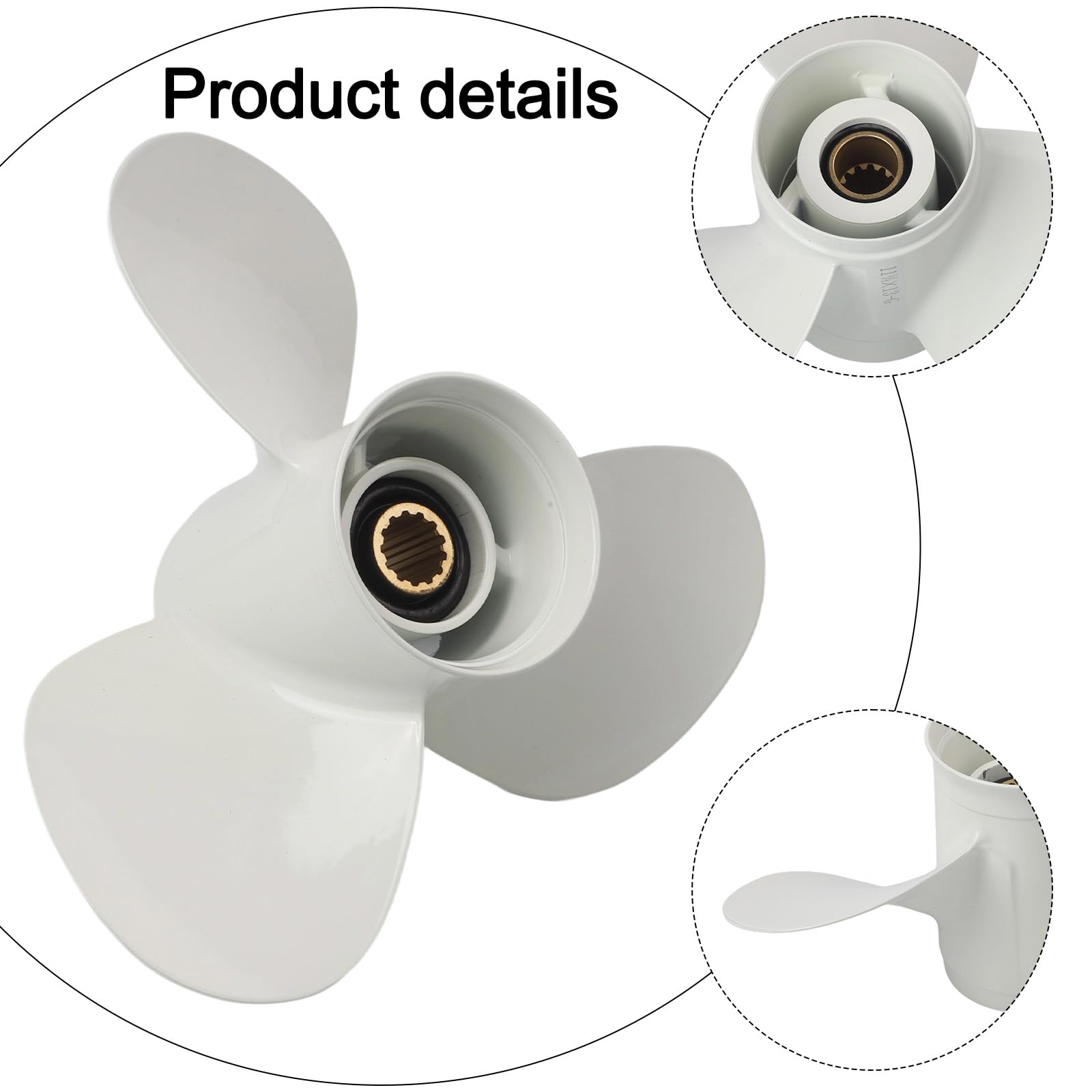 Hélice de aluminio para barco de 11 1/8 x 13 pulgadas para motores fueraborda Yamaha 25-60HP Diseño de 3 cuchillas Parte de motor de rendimiento marino compatible con múltiples modelos 663