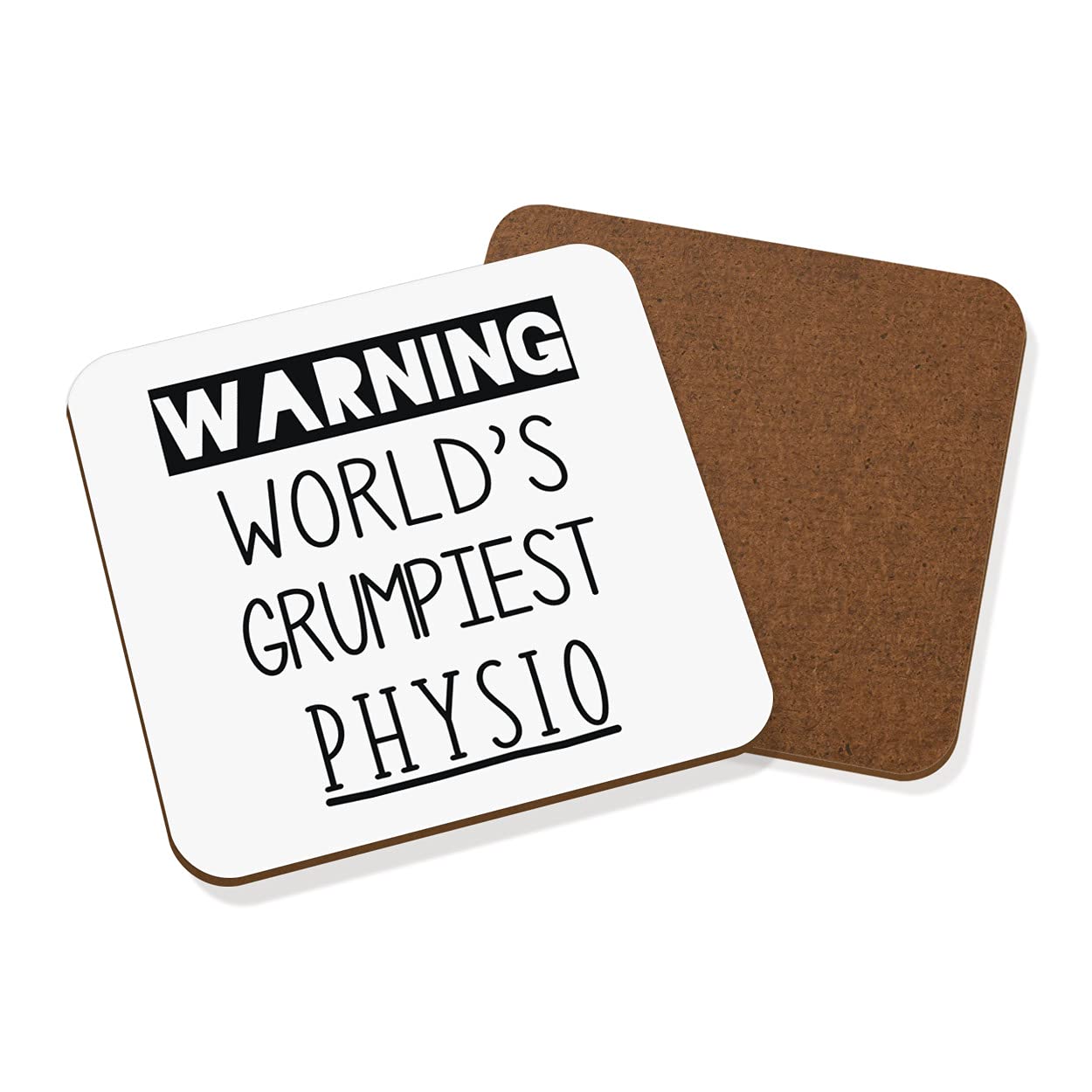 Warning World's Grumpiest Physio Coaster Drinks Mat