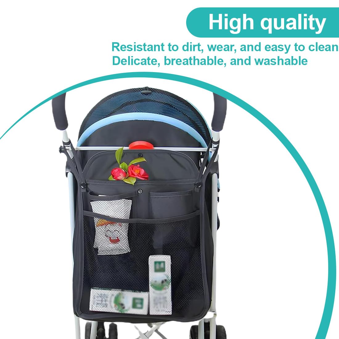 Sac De Rangement Poussette Universel Avec Poche - Organisateur Shopping Filet Pratique