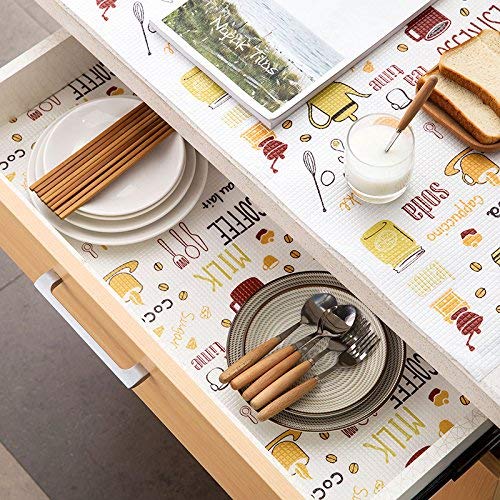 Image of Printing Antibacterial Cabinet pad Household Wardrobe mat Moisture pad Drawer pad Waterproof Non-Slip Paper pad Plastic Anti Slip Kitchen Cupboard Drawer Mat (3, 60 x 300cm)