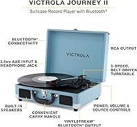 Vista 2 de Victrola Journey II (2025 Model) – Bluetooth Suitcase Record Player – Built-in Stereo Speakers with Enhanced Bass, 3-Speed Turntable, Bluetooth