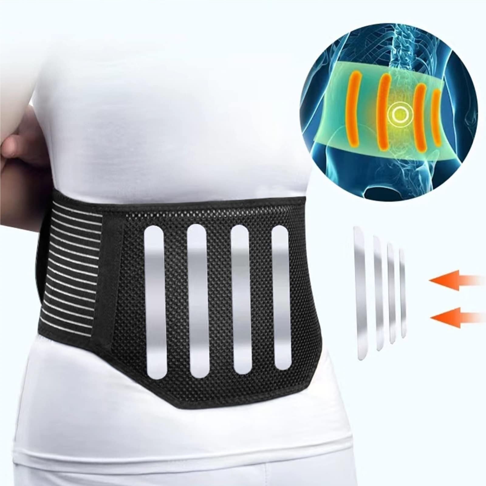 Faja Lumbar Cinturón De Soporte Lumbar con Terapia Magnética Autocalentable Y 21 Imanes Que Liberan Calor Cinturón Apoyo Lumbar(XL)