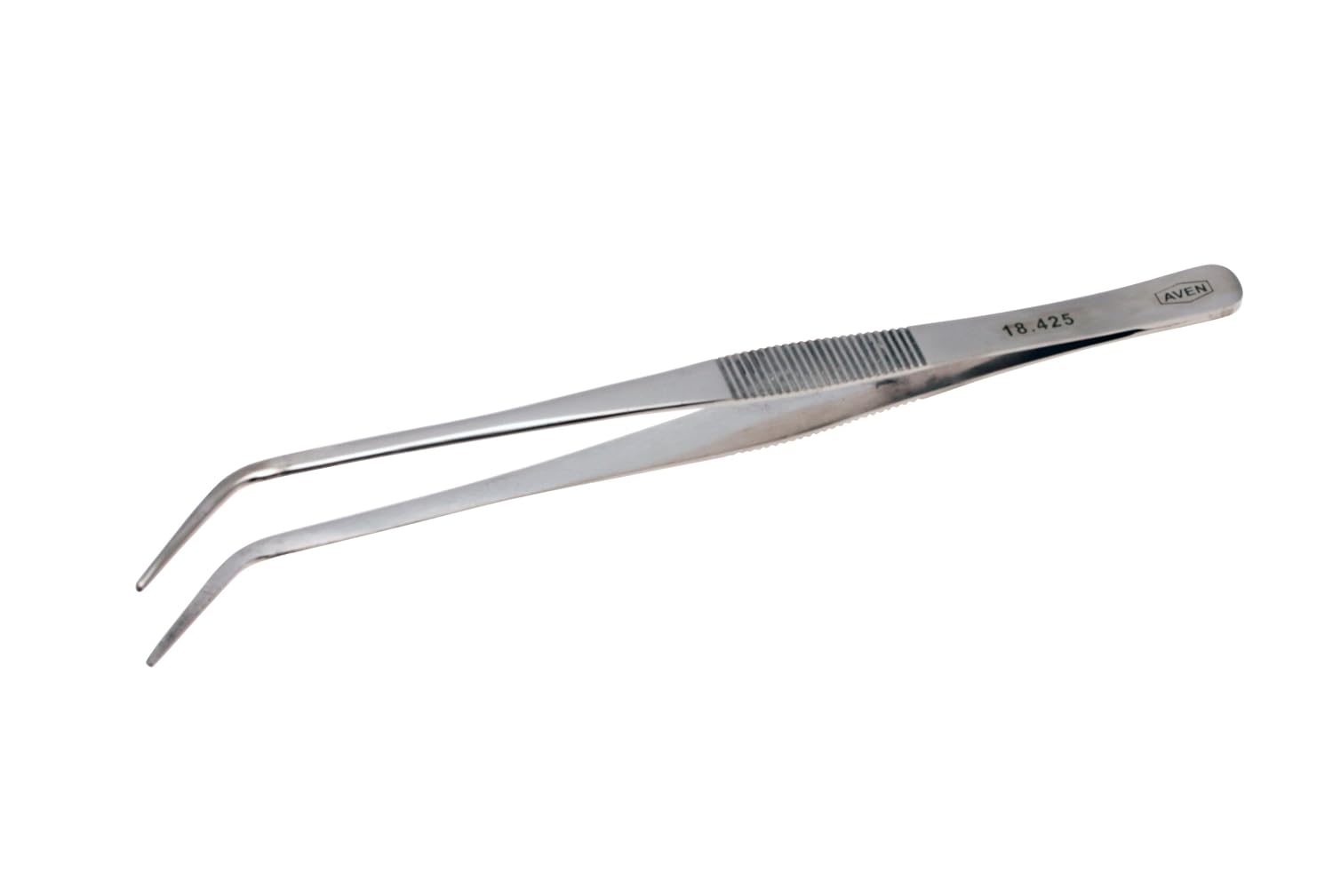 Aven 18425 Curved Utility General Purpose Tweezers, Stainless Steel, 7