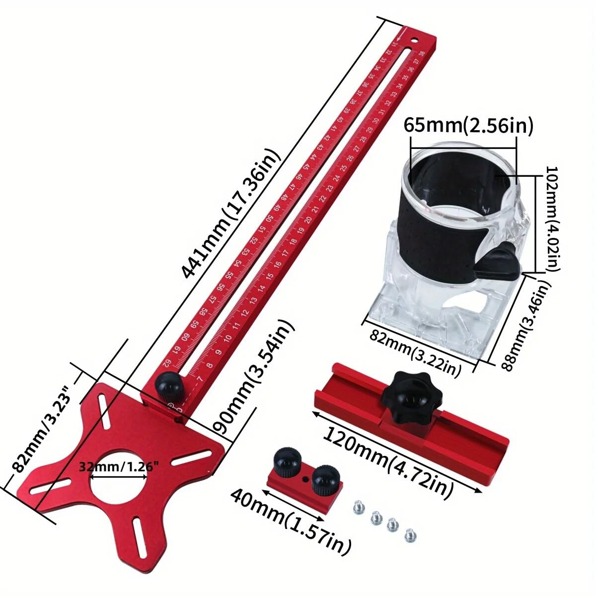 4 w 1 Router Frezowanie Wspornik Groove Sprzęt Szafki Aluminiowy Router Koło Cięcie Jig Frezarka Frezowanie Wspornik Rowka (Metryczny)