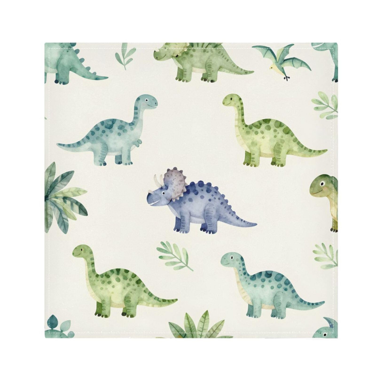 Ttgoth Watercolor Dinosaurs Cloth Napkin Set of 4 Washable & Reusable Dinner Napkins for Dining Table, Banquets, Wedding, Party, 50x50 cm