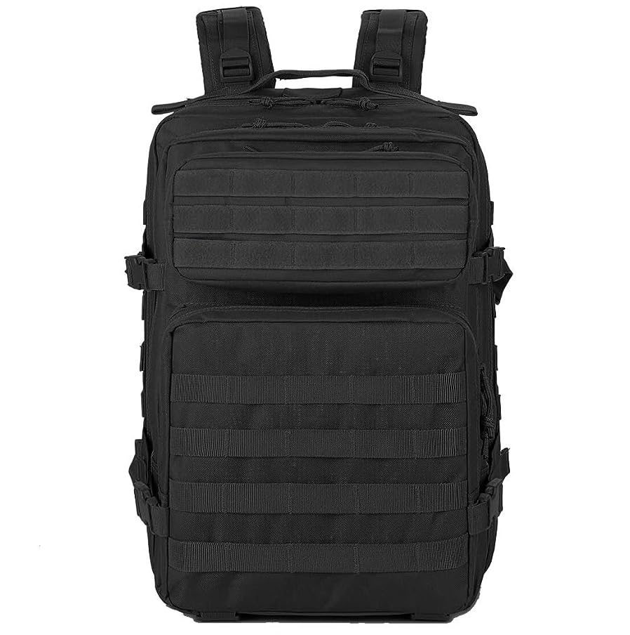 Mochila de viaje Tácticas Militar, 45L Bolsa equipaje de mano, cabina, Crossfit, Impermeable Supervivencia, Montañismo, Senderismo, Trekking, Acampada (Negro)