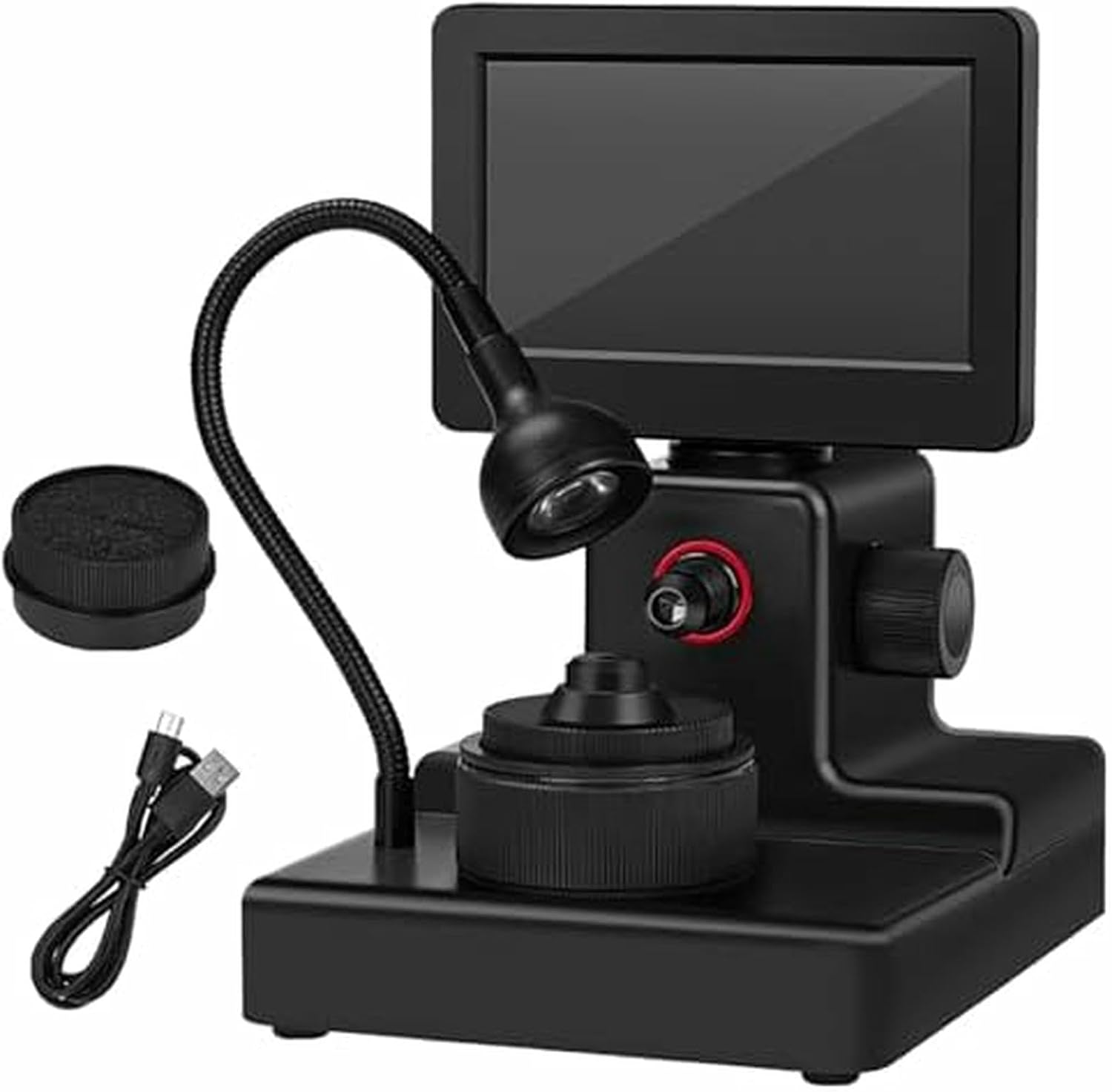 High-Definition Diamond Girdle Viewer, 360° Rotatable Digital Microscope with LED Light for Jewelry Inspection and Gemstone Analysis, for Professionals and Hobbyists