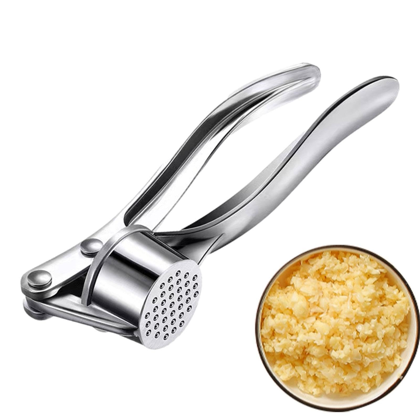 Cortador de ajos – Prensa de ajo de acero inoxidable | Prensa de ajos de alto rendimiento, prensa de ajo fuerte y duradera, prensa manual de ajo de metal para el hogar, picadora de ajos, brecha de