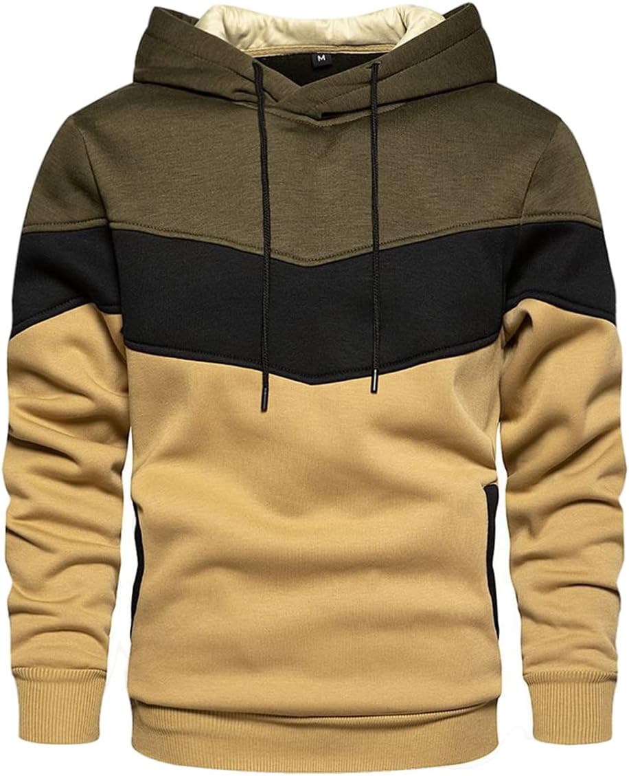 LQHHYLYX Mens Hoodie Multicolor Panel 