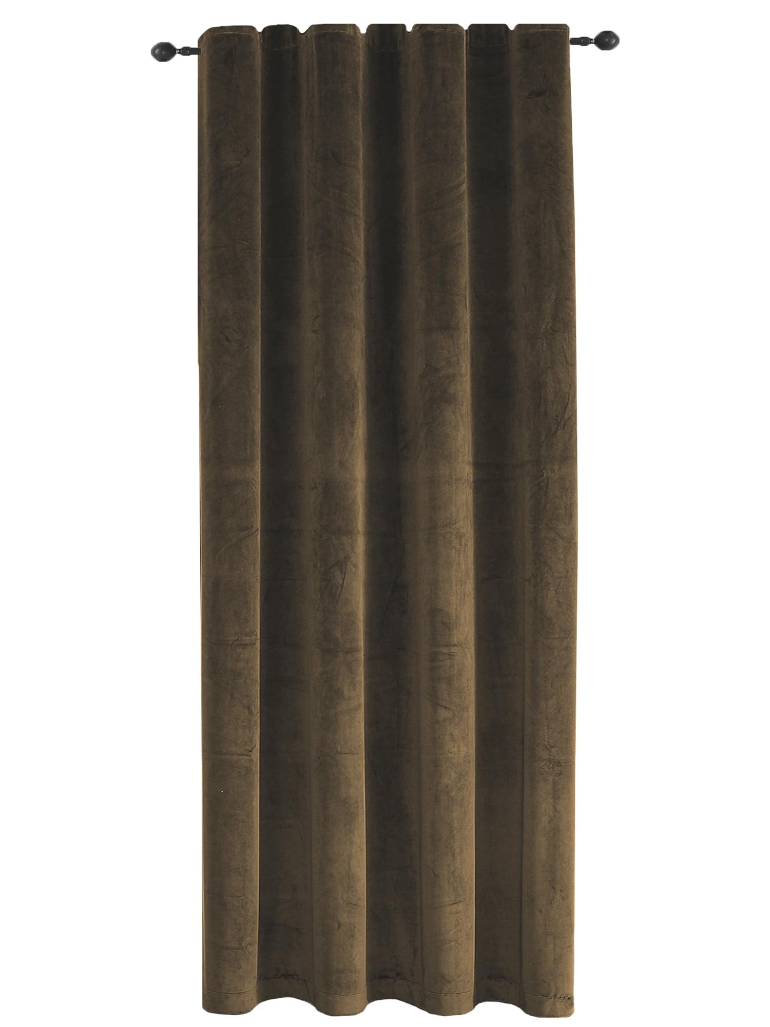 Vorhang Kräuselband Verdunkelung 300x245 cm Samt weich Blickdicht Gardine Schlafzimmer Wohnzimmer (Braun)