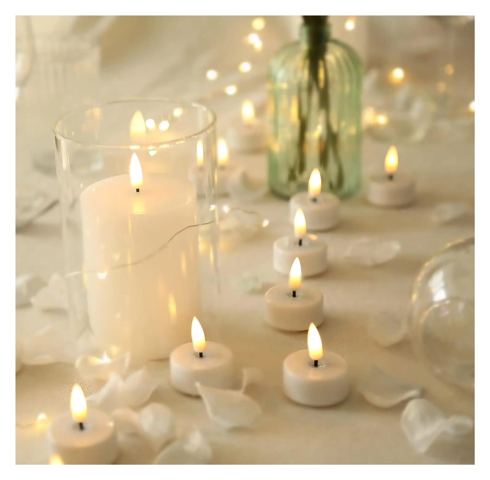 6/12 piezas velas LED parpadeantes alimentadas por luz parpadeante luz del té sin llama para la decoración de la fiesta nupcial de cumpleaños (10-pcs-Warm Light)
