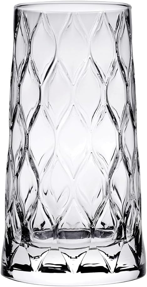 Image of Premium Crystal Water Glass Set of 6 - Highball Drinking Glasses Set for Home - Glass Set for Water Juice Shakes Mojito Cocktail Colddrinks (Leafy Cocktail)
