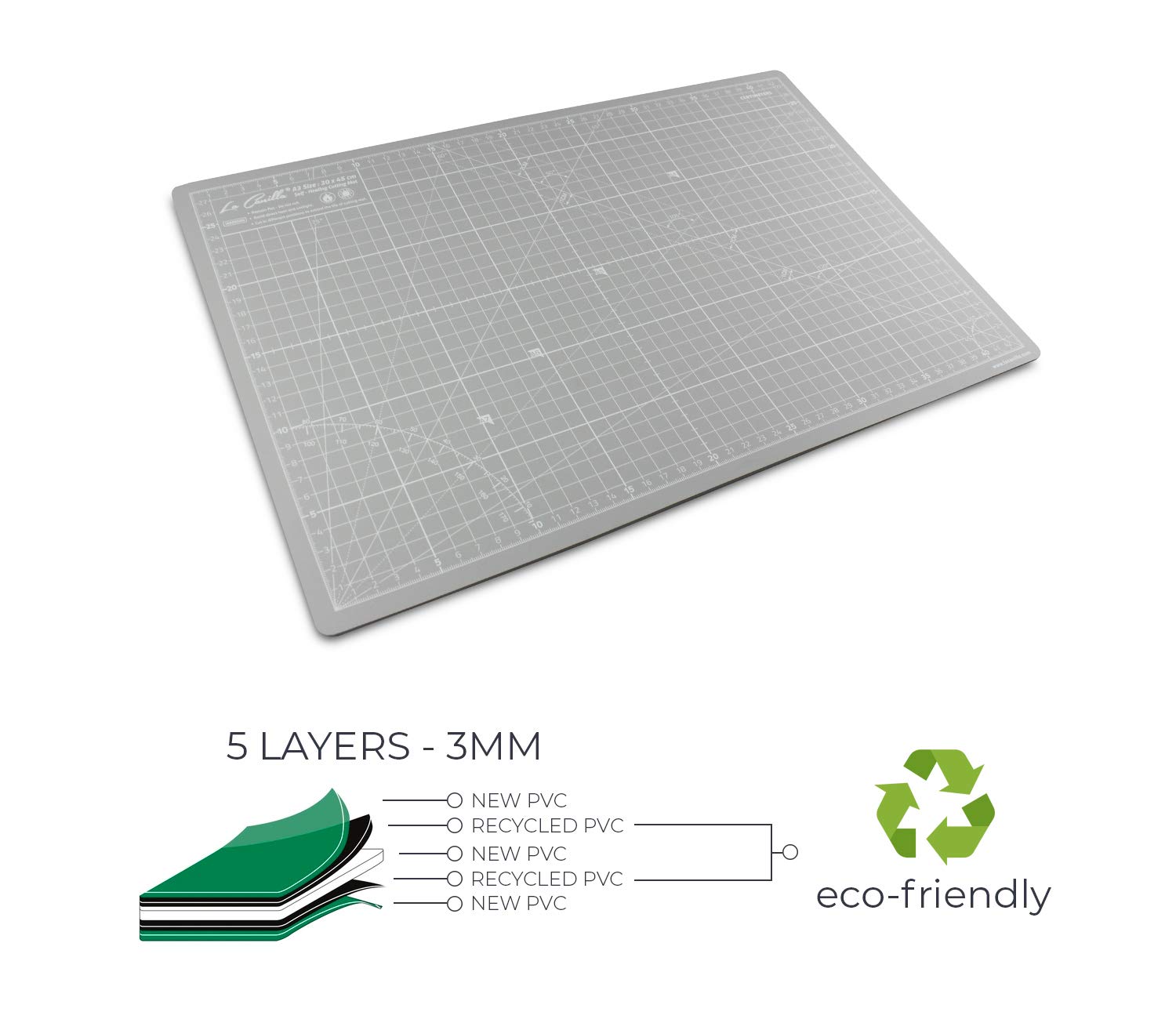 Tagliere Da Tavolo In PVC A3 - 45x30 Cm, Spessore 3 Cm, Con Griglia Metrica, Per Tagli Precisi - Foto 8