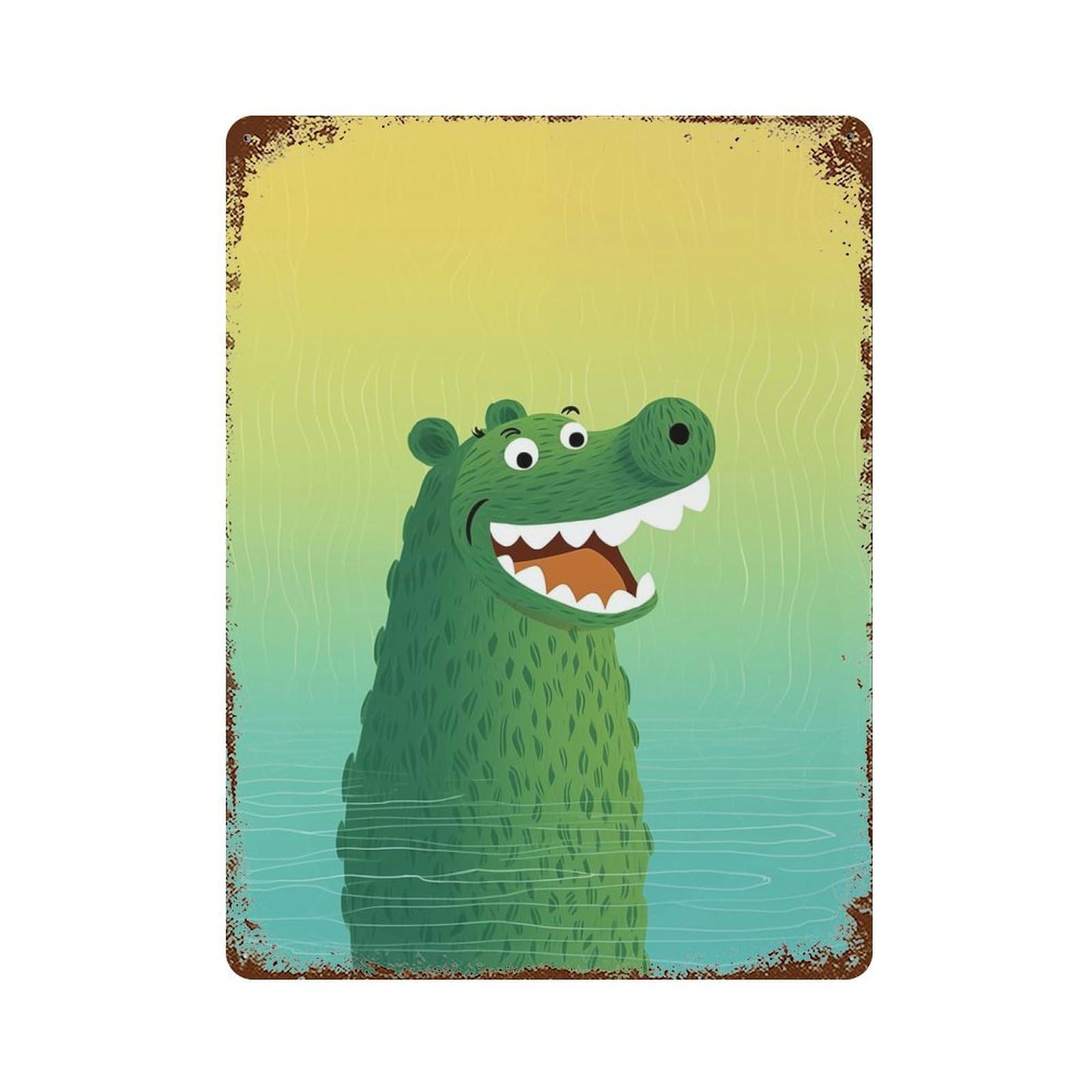 Happy Gator Decorative Tin Sign 15.7"x11.8", Farmhouse Wall Decor for Living Room, Hallway And Home Decor