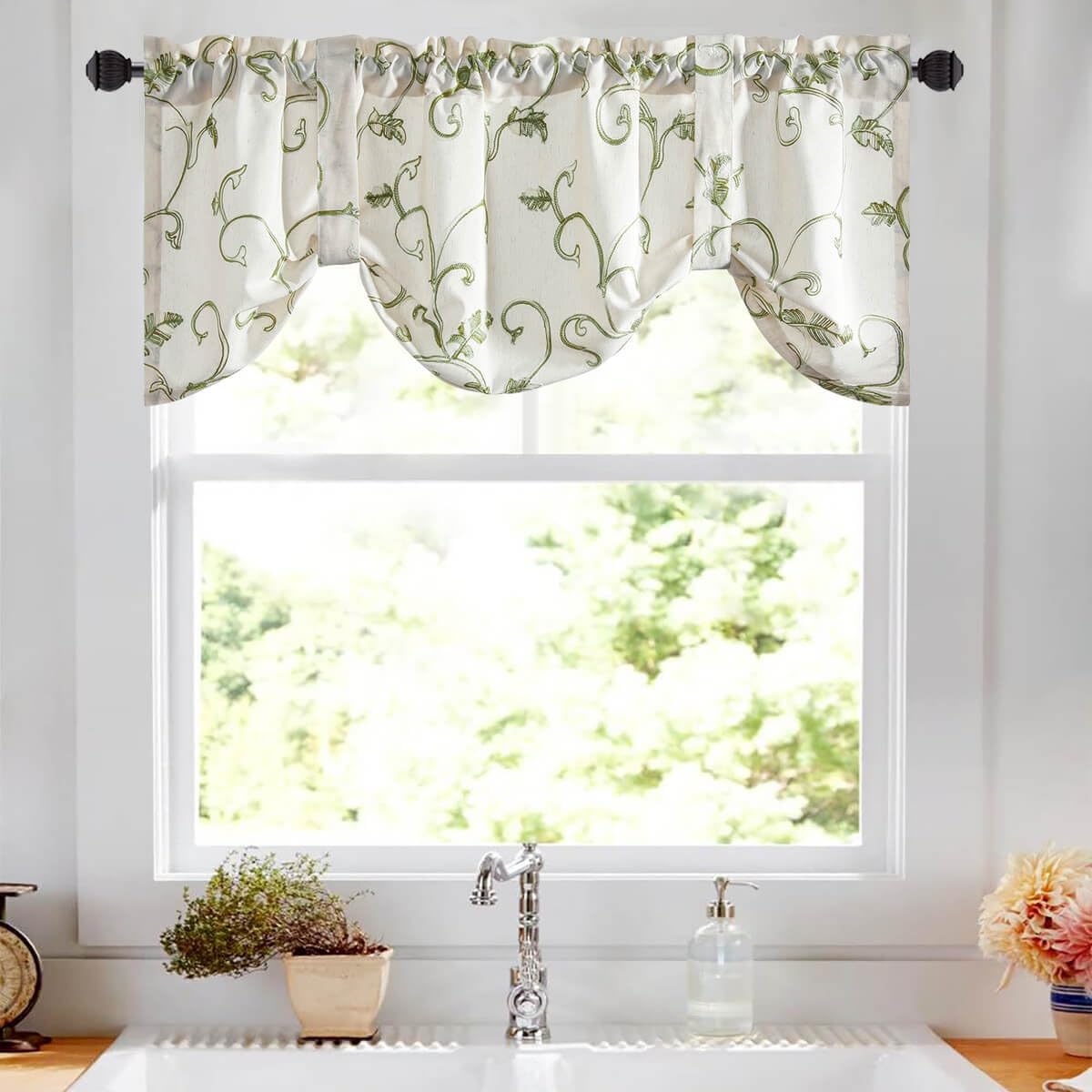 VOGOL Green Vines Adjustable Kitchen Valance - Image 2