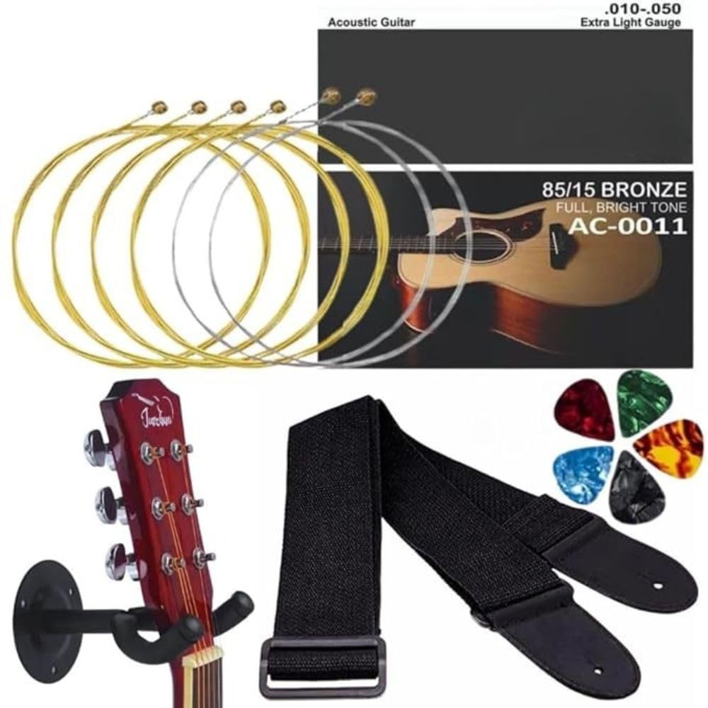 MOCKING BIRD Guitar strap with guitar String set and Hanger |Guitar Belt for Acoustic Adjustable Buckle and Guitar Strings Set of 6 Stainless Steel for Acoustic Guitars with Hollow Ball End-image-44