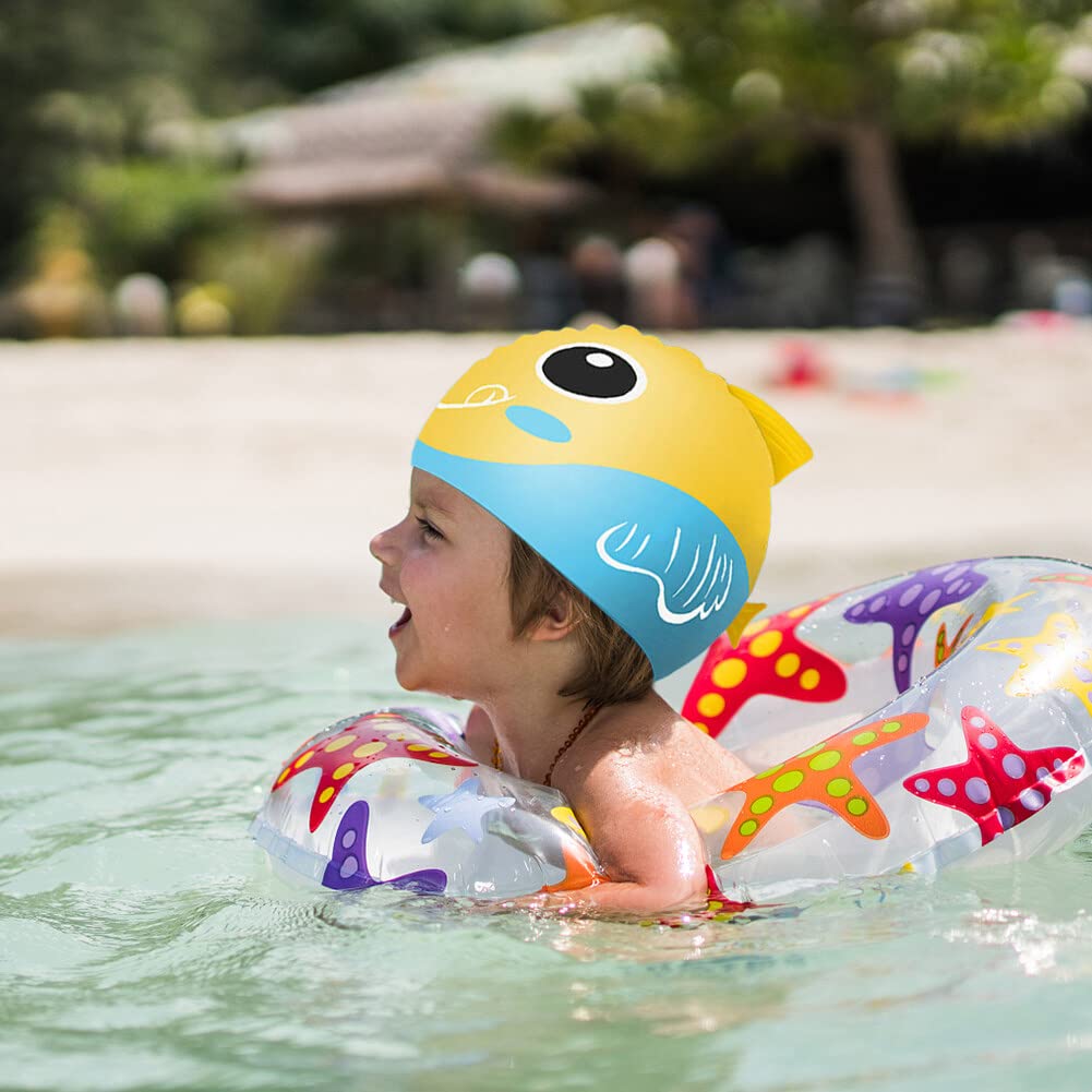Cartoon Swimming Cap Boys Girls Kids PU Waterproof... – Vicedeal