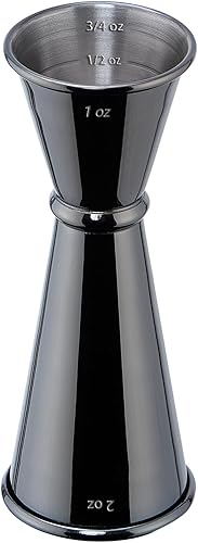 BRIOUT - Jigger doble para coctel, de acero inoxidable 304 de grado alimenticio, de calidad alimentaria, 2 onzas, 1 oz, con medidas en el interior,