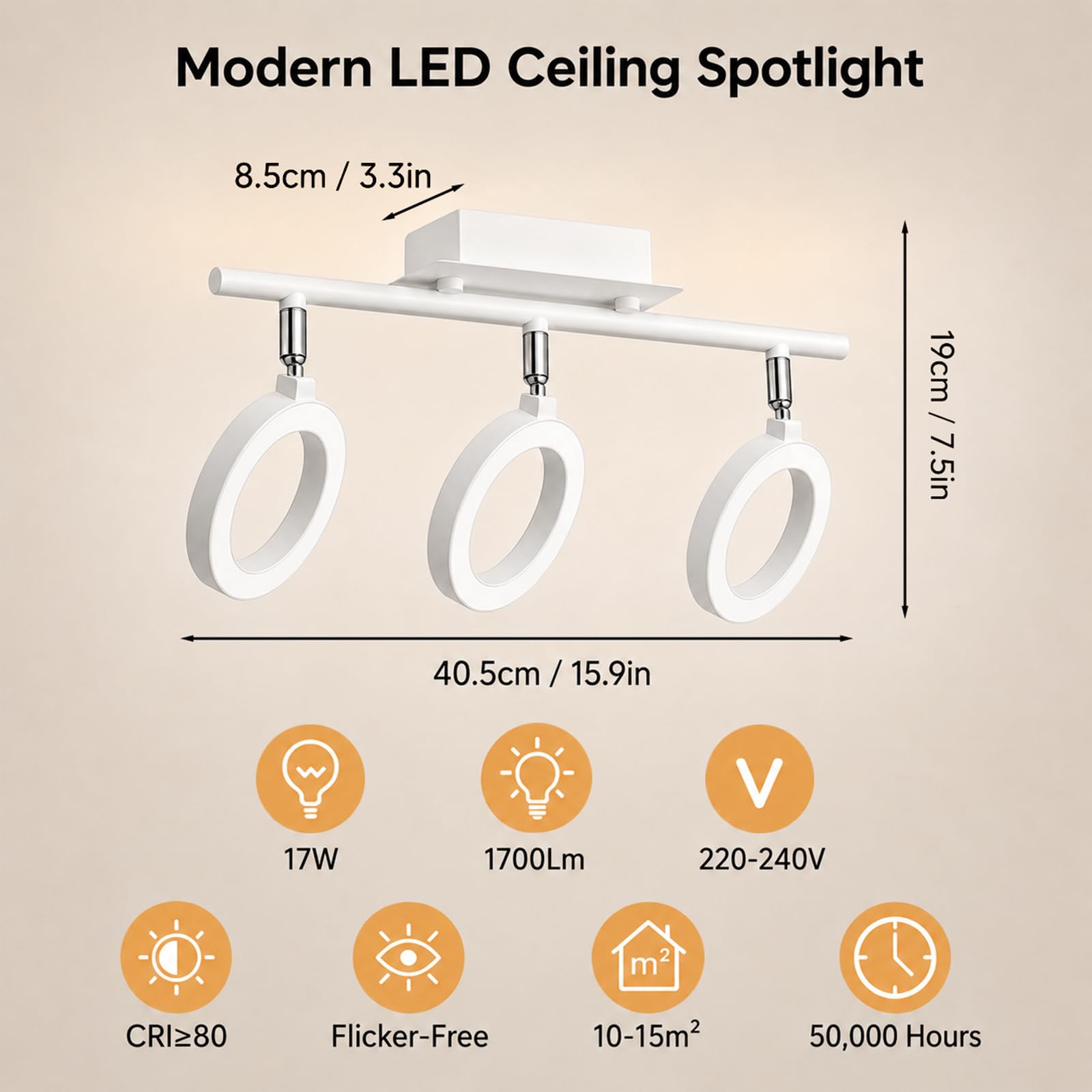 4783624 Moderne Plafonnier LED 3000K Lampe Plafond